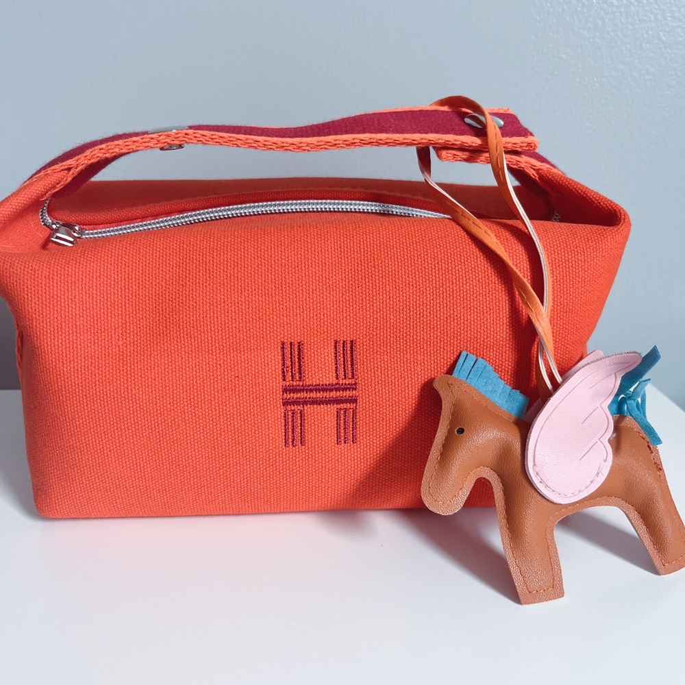 Orange Canvas Goodies Bag with Horse Charm